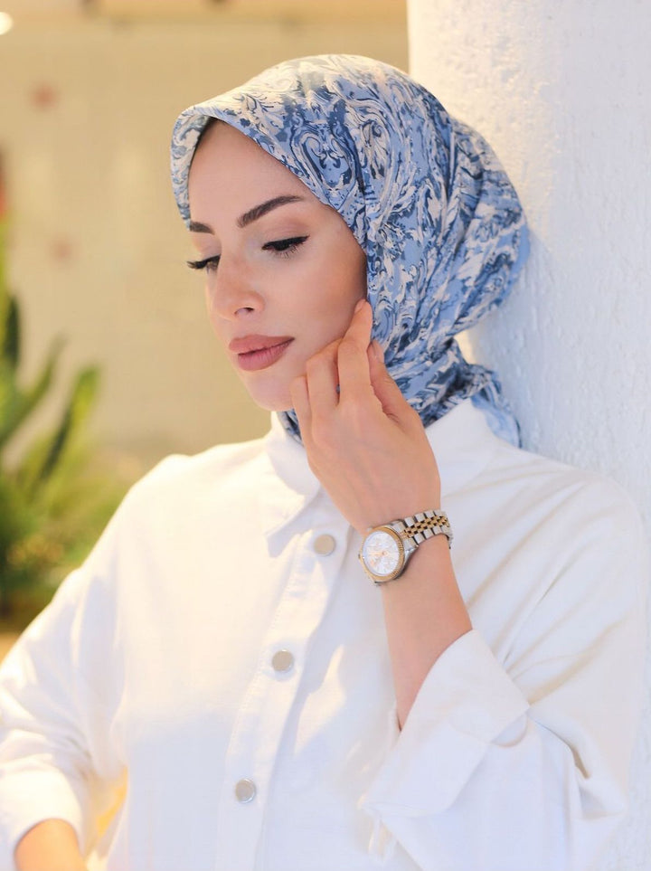 Ebruli Eşarp Bleu