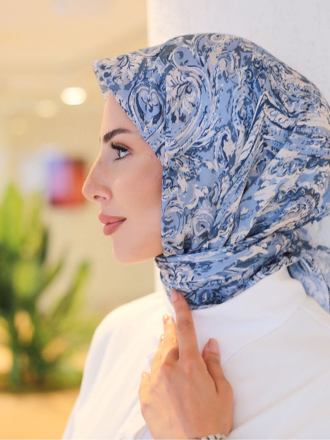 Ebruli Eşarp Bleu