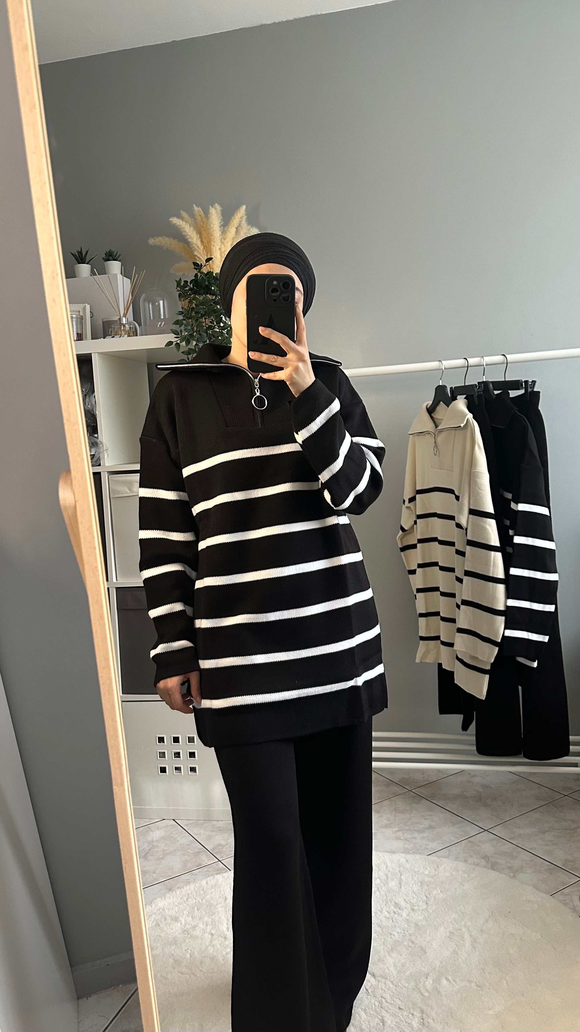 Ensemble tricot noir et blanc