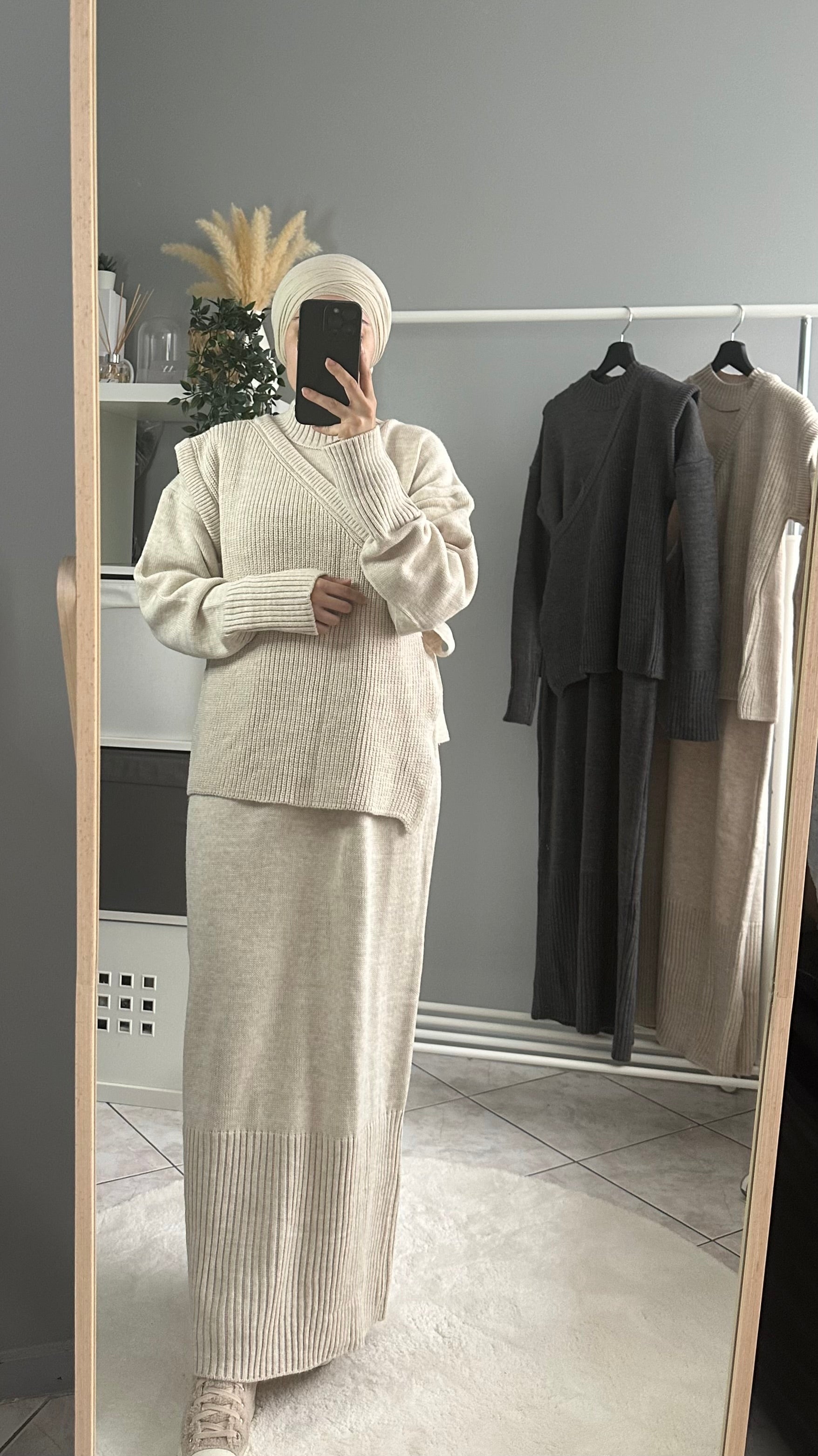 robe pull femme longue beige