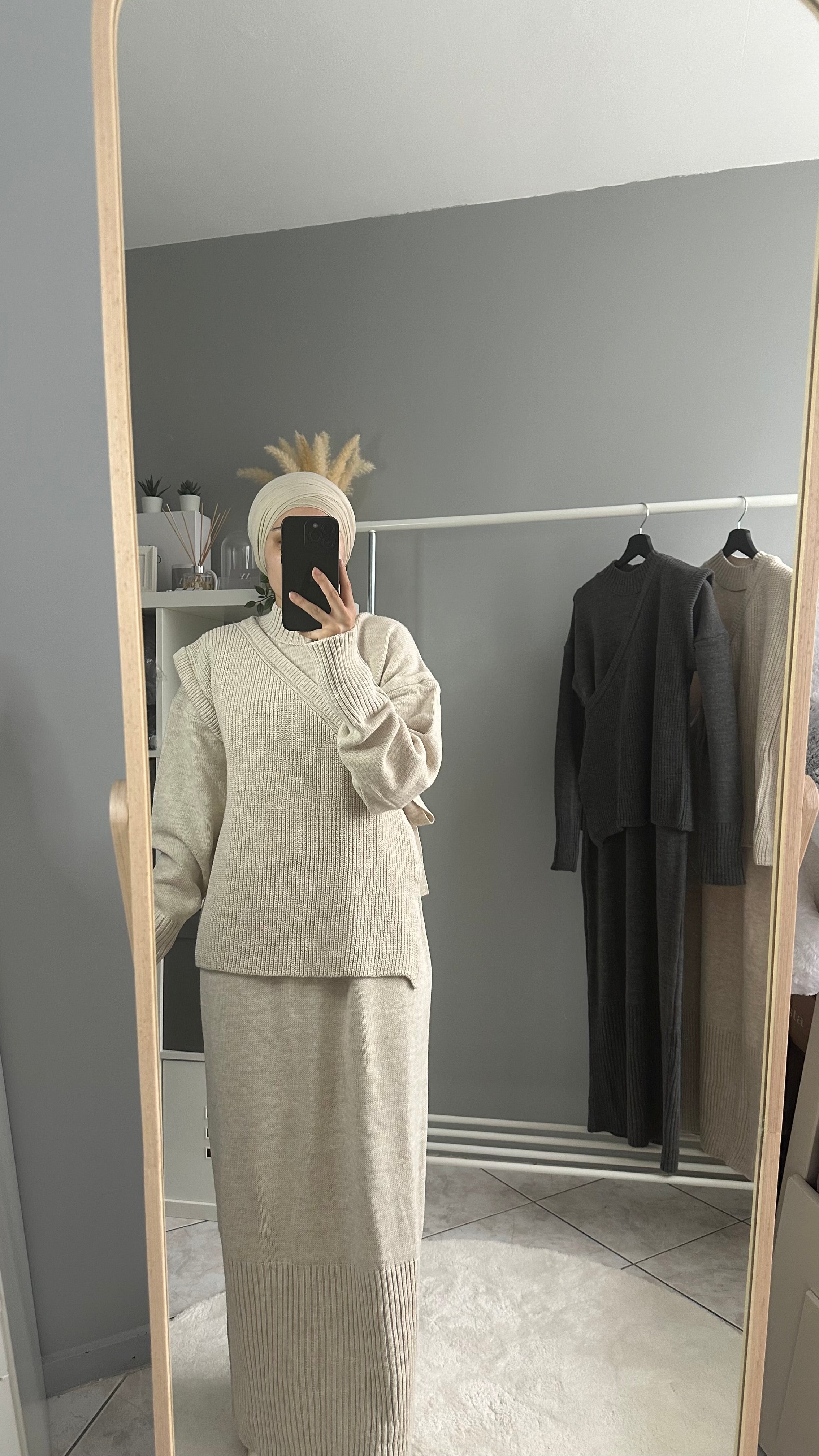 robe pull femme longue beige