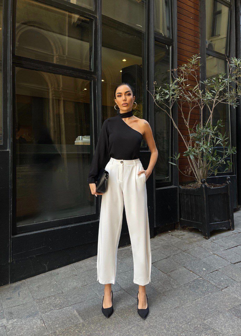 Pantalon Taille Haute Blanc